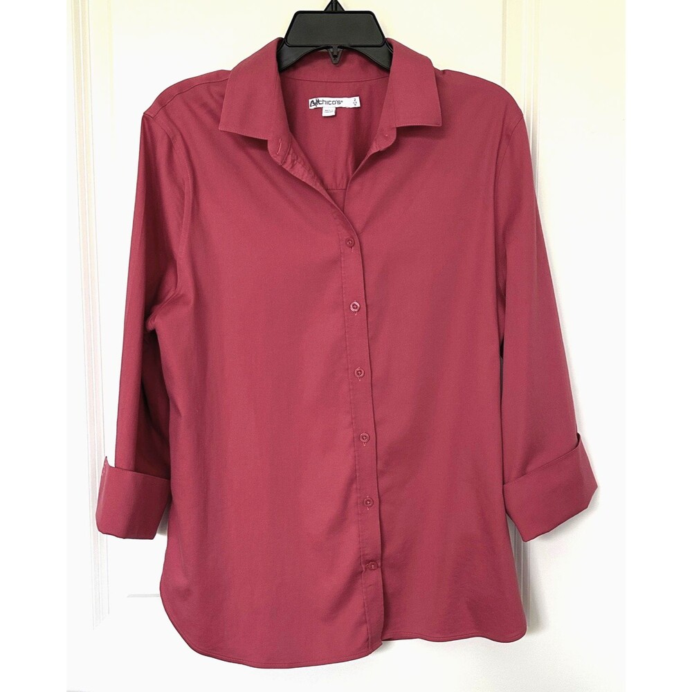 Chico's No-Iron Stretch Ginger Rose Red Shirt Chico’s 2 (Large / US 12)